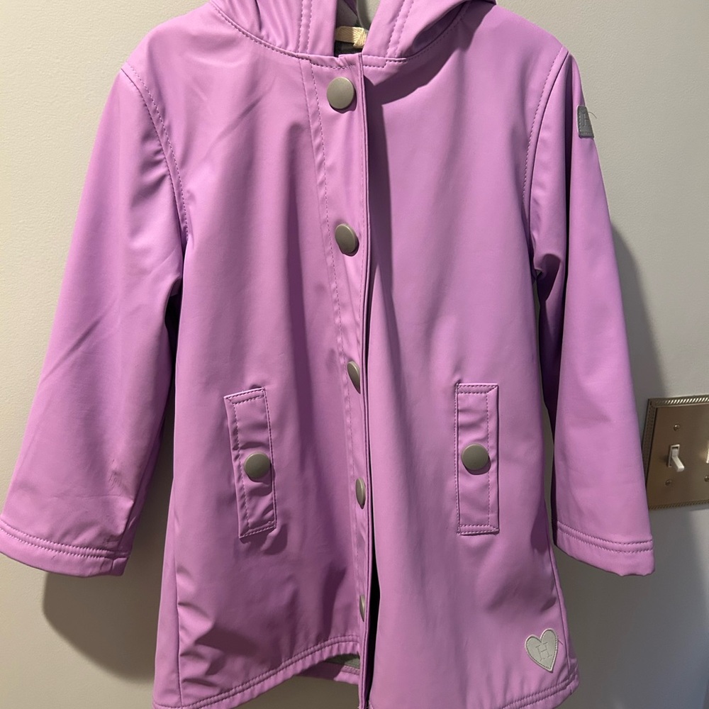 Pink Mid-Length Raincoat with Rounded Collar